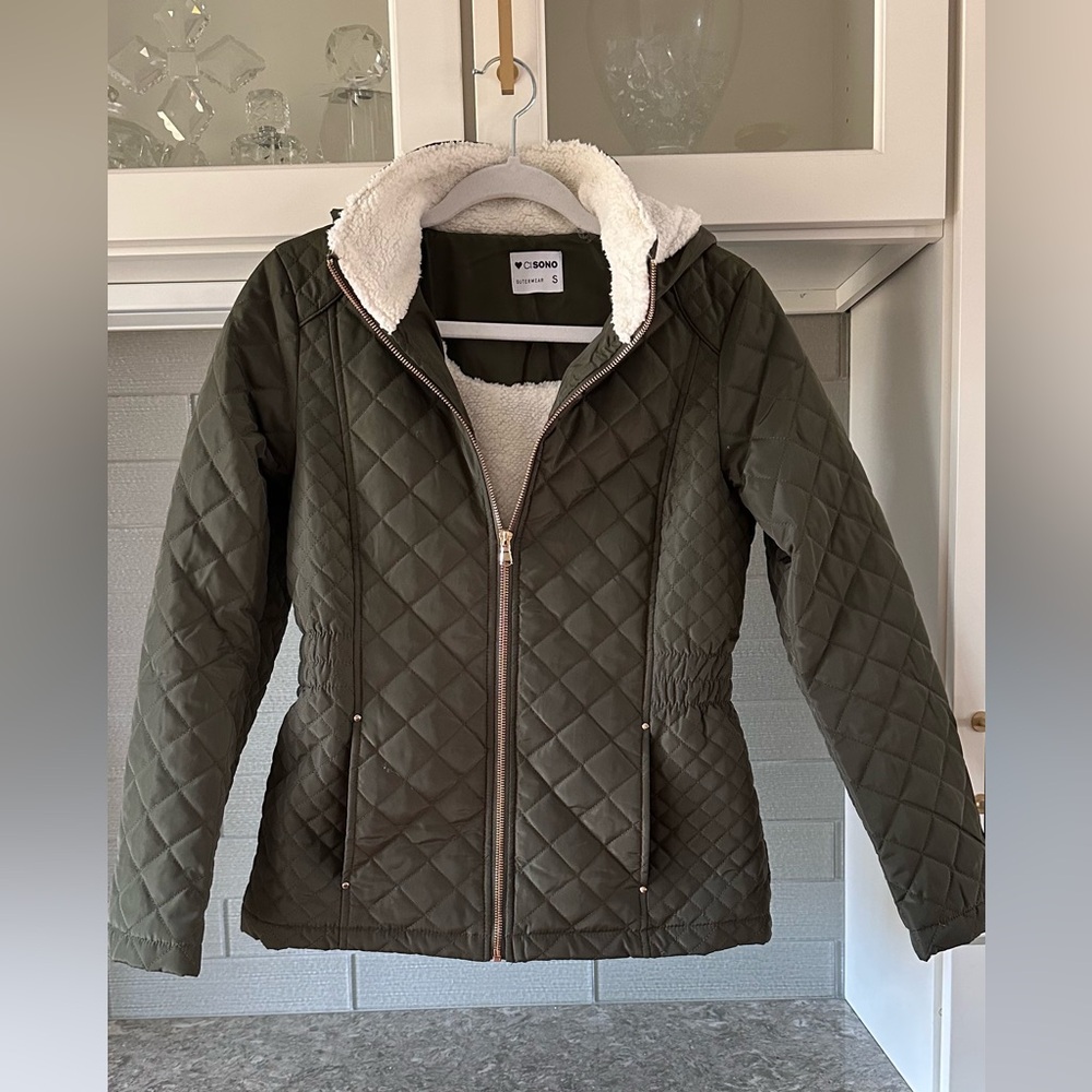 Olive Green Puffer Hooded Jacket